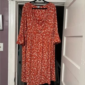 Elegant Red Patterned Dress